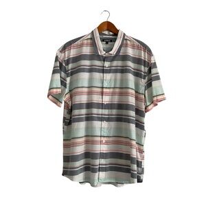 Express Men's Striped Short Sleeve Button-Down Shirt 2XL Costal Nautical Summer